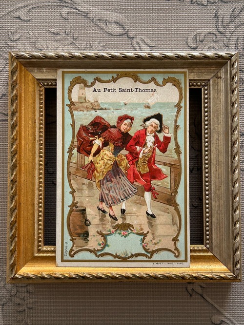 フランス アンティーク クロモカード Maison Petit Saint -Thomas 貴族絵 額装 インテリア BE