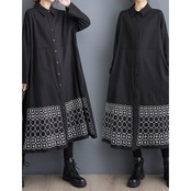 刺繍デザイン ロング シャツワンピース  00241