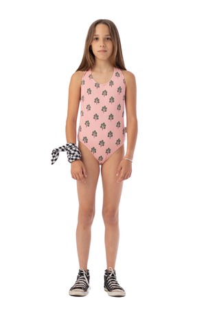 【24SS】piupiuchick(ピウピウチック) swimwear pink w/green trees  (3y/4y/6y/8y)水着　スイムウェア