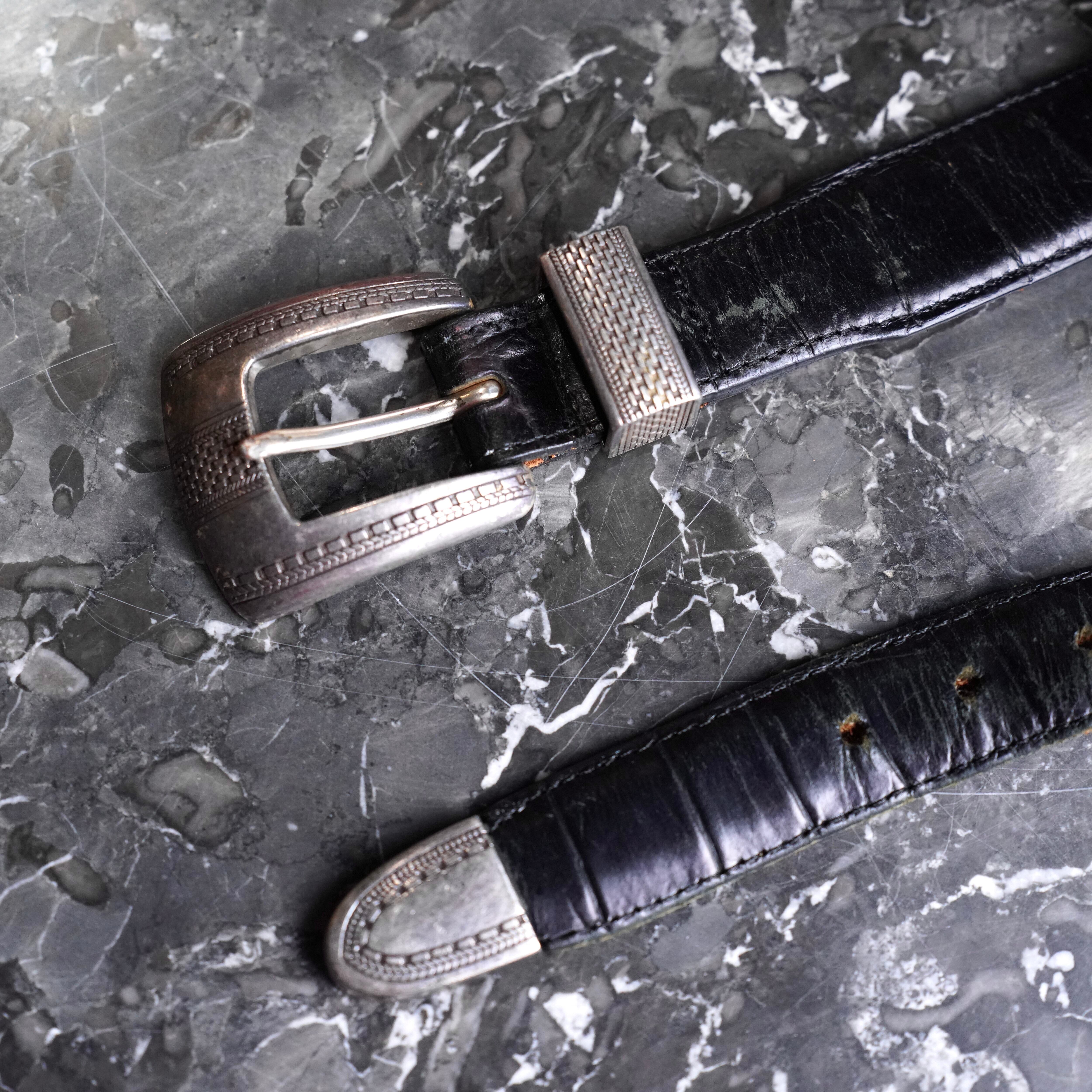 USA VINTAGE ONYX BY BRIGHTON BUCKLE DESIGN LEATHER BELT/アメリカ
