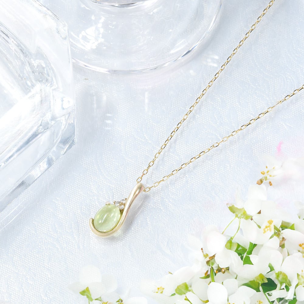 美品★4℃ K10 PGペリドット ダイヤ ネックレス ペンダント K10ペリドット ネックレストップ ペリドット ダイヤ ペンダントトップ
