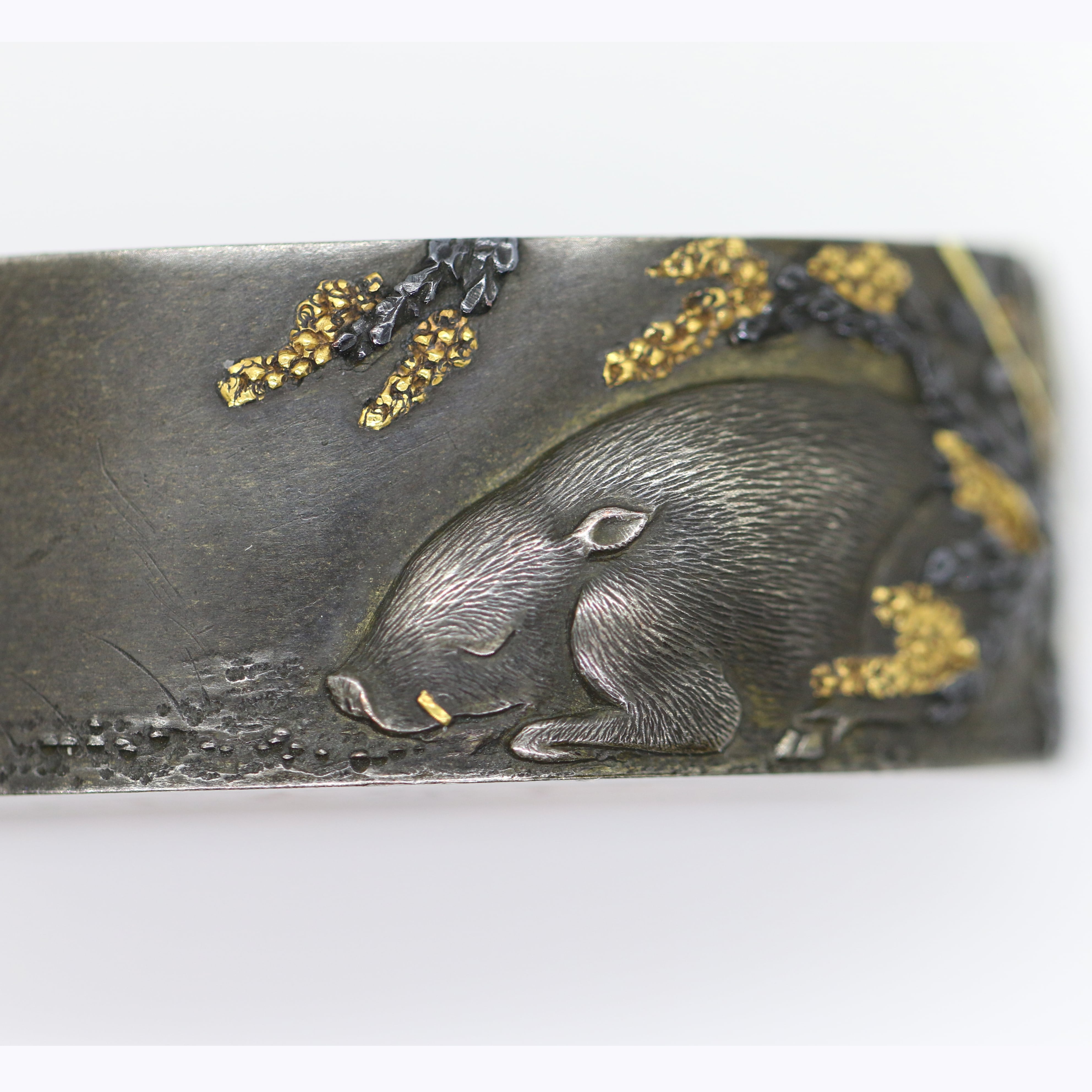 非売品 縁頭 月下眠猪 染谷知信 | あやかし堂