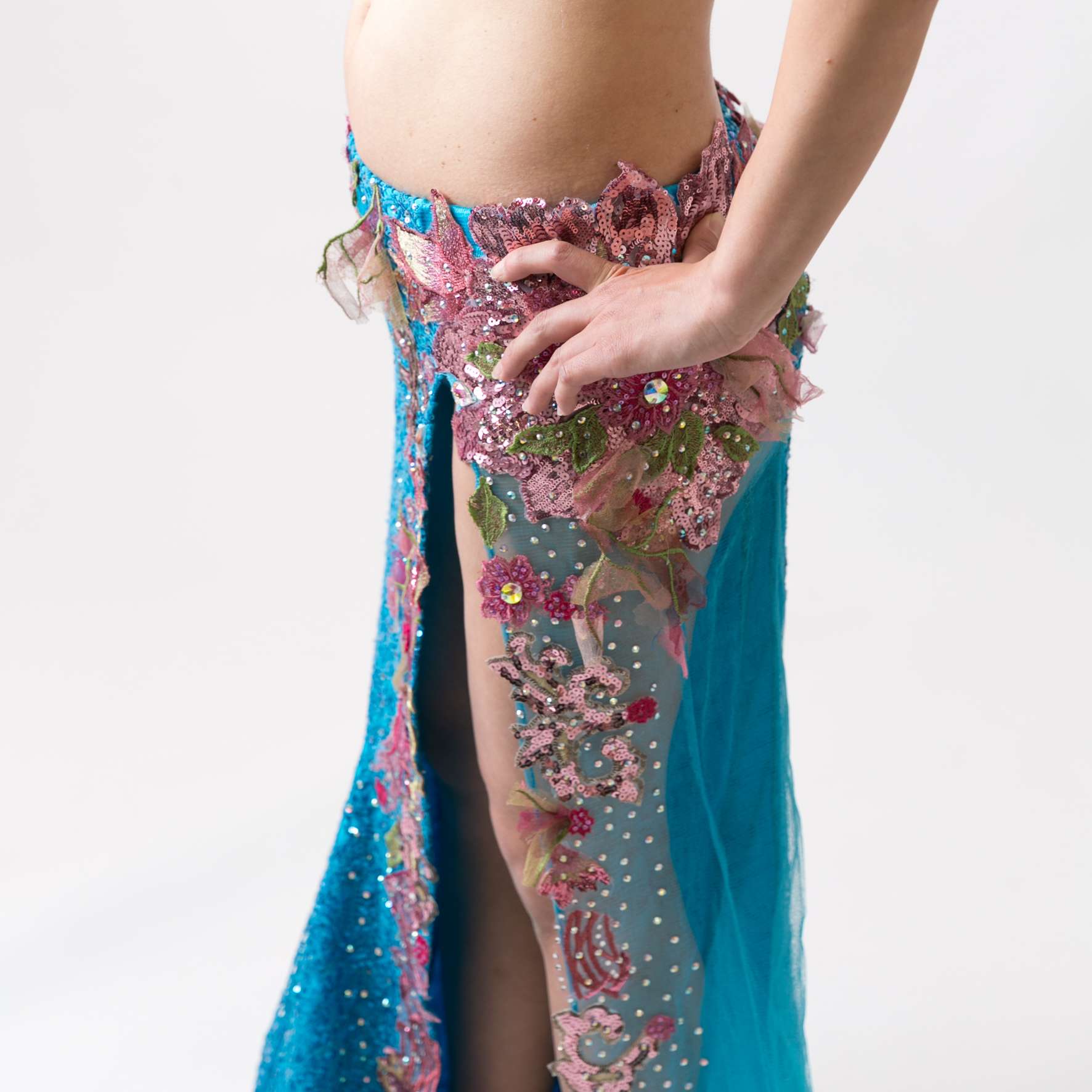 Magic ブルー×花柄 MA0021 | shukran（シュクラン）ベリーダンス