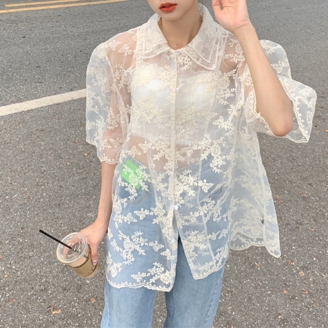 Flower shear shirt＊S-277