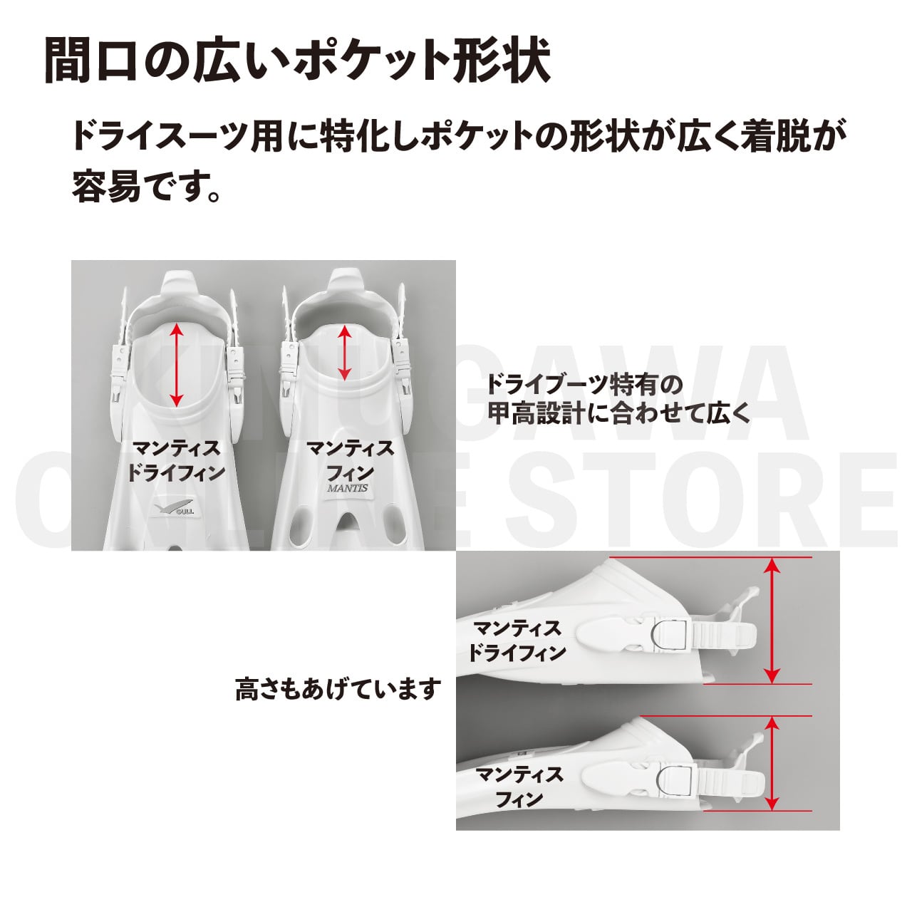 マンティスドライ GULL ガル ダイビング ストラップフィン