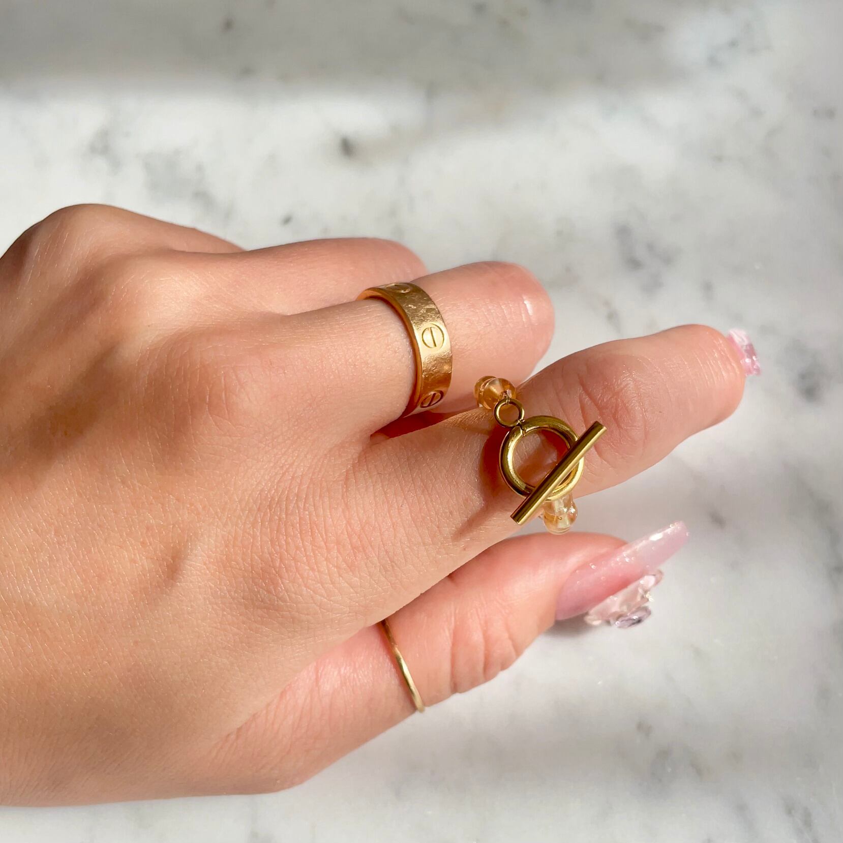 Self LOVE Ring 天然石のお守りリング（シトリン）金運UPのクリスタル 