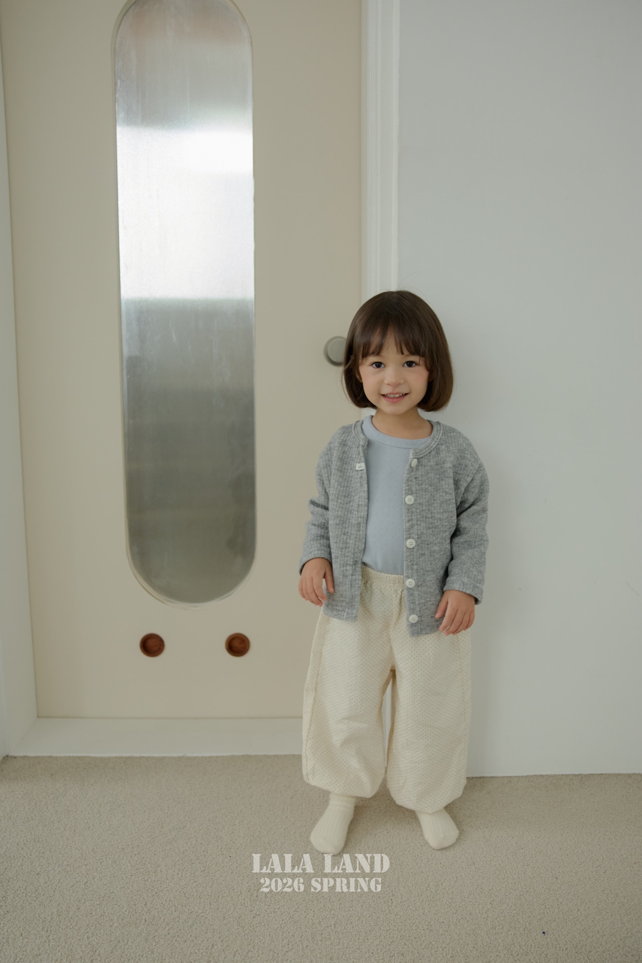 LALALAND 26/SS (Kids)Eyelet slim long-sleeve tee