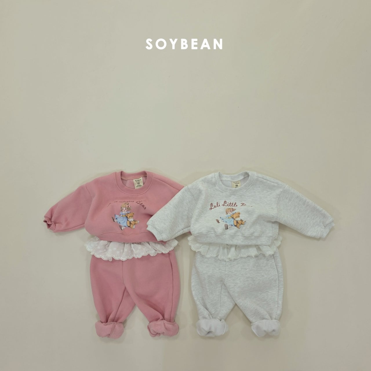 «予約»«ジュニアサイズあり»«soybean» リトルレースセットアップ 2colors