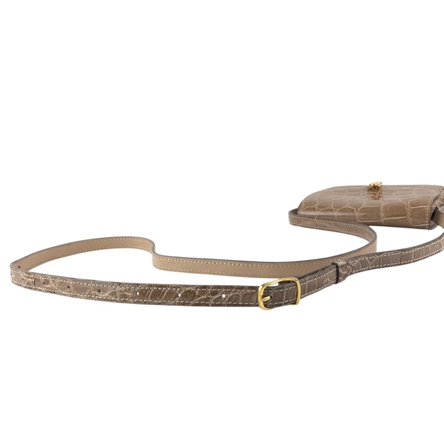 CELINE セリーヌ ショルダーバッグ ブラウン ブラゾン クロコ型押し ポシェット vintage ヴィンテージ オールド 8xy6kp