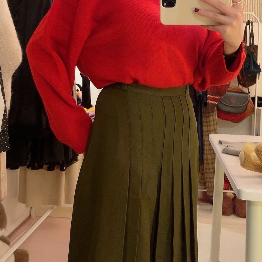 valentino / khaki pleats flare pants