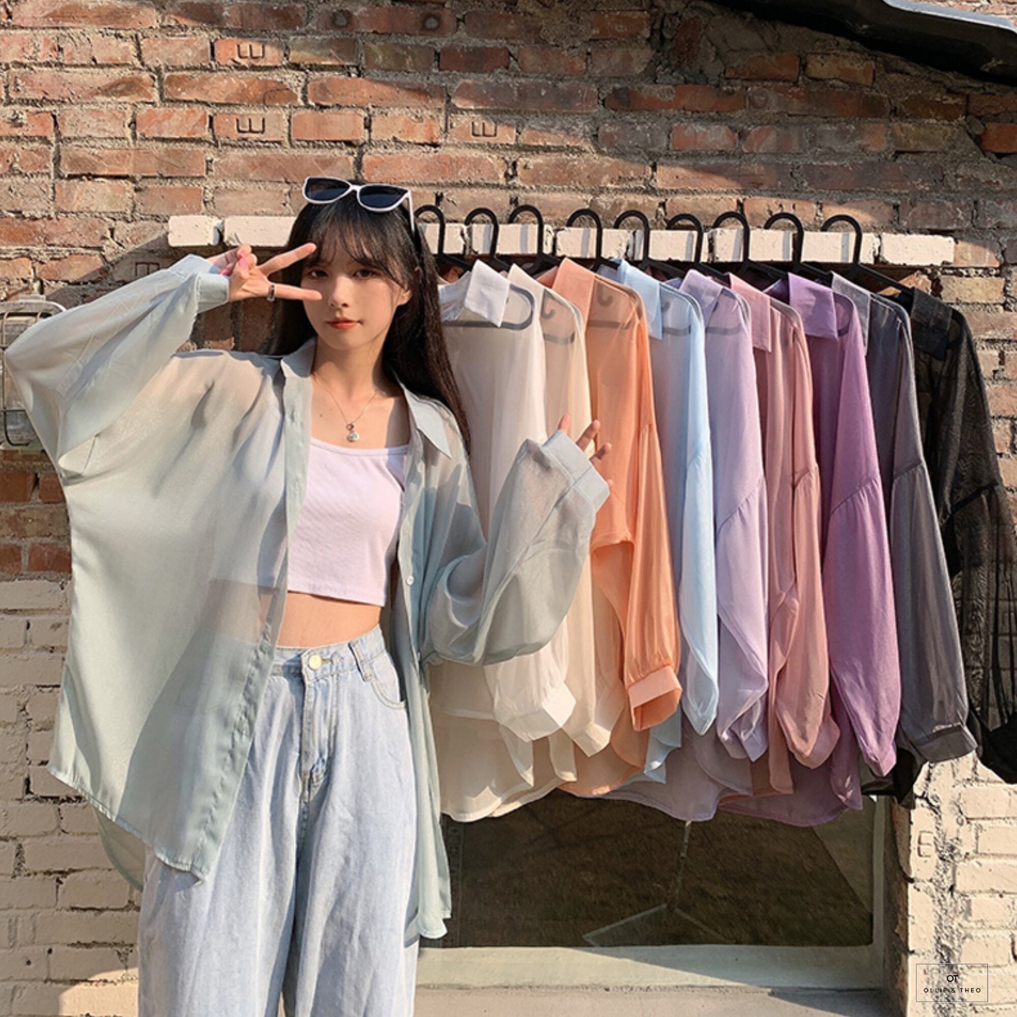 レディース トップス 9色 ブラウス シャツ シースルー シフォン 透け感  