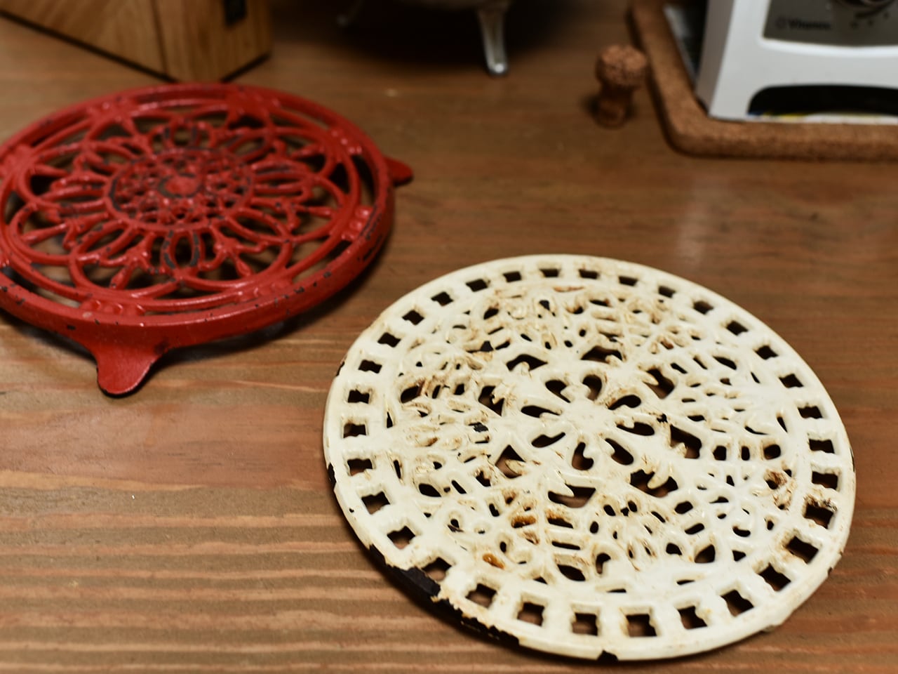 *売約済* 人気のアイアン トリベット / 鍋敷き 白 フレンチアンティーク