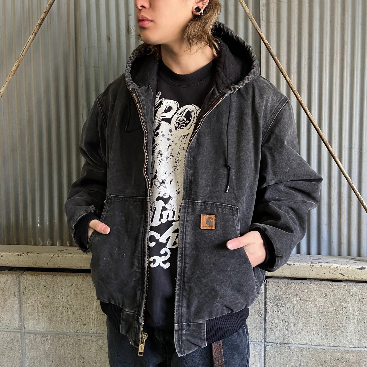 Carhartt 黒 ワークジャケット フーディ