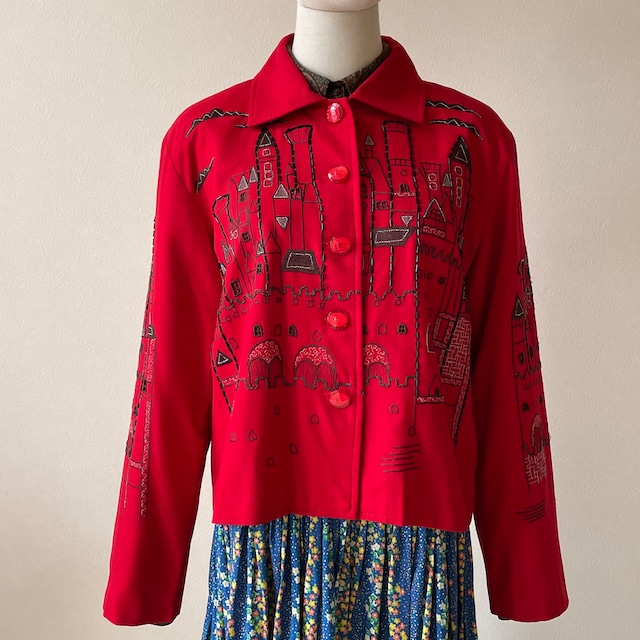 BALA BALA 1990s Silk Castle Embroidery Jacket  W84