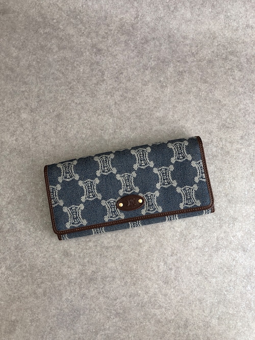 CELINE セリーヌ パリマカダム 財布 インディゴ ブラゾン キャンバス レザー 長財布 vintage ヴィンテージ オールド r2d33g