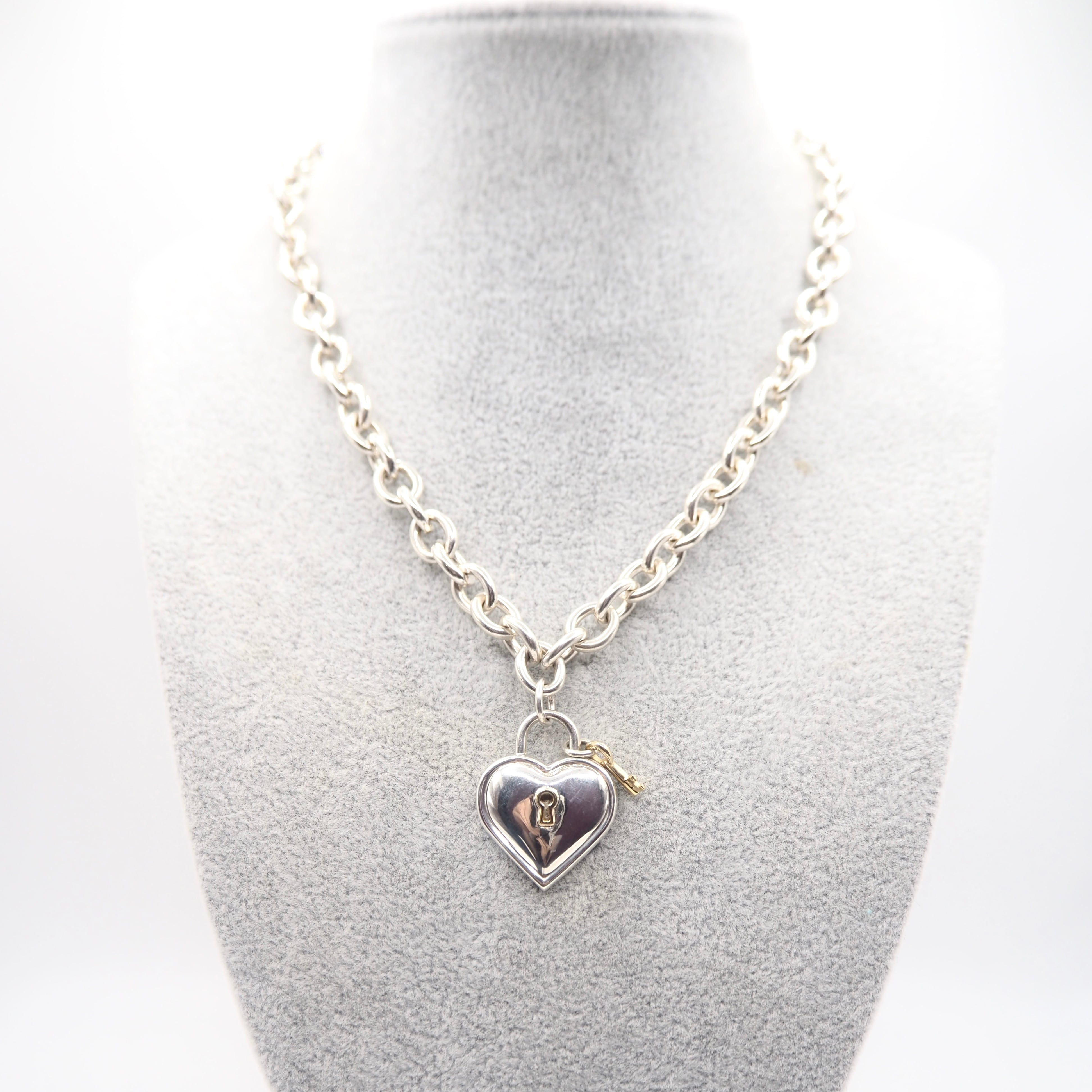 Tiffany&Co. ハートロック ネックレス シルバー925 K18 ティファニー