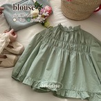 【取寄】春に着たくなる気分が上がるパステルカラーのギャザーブラウス