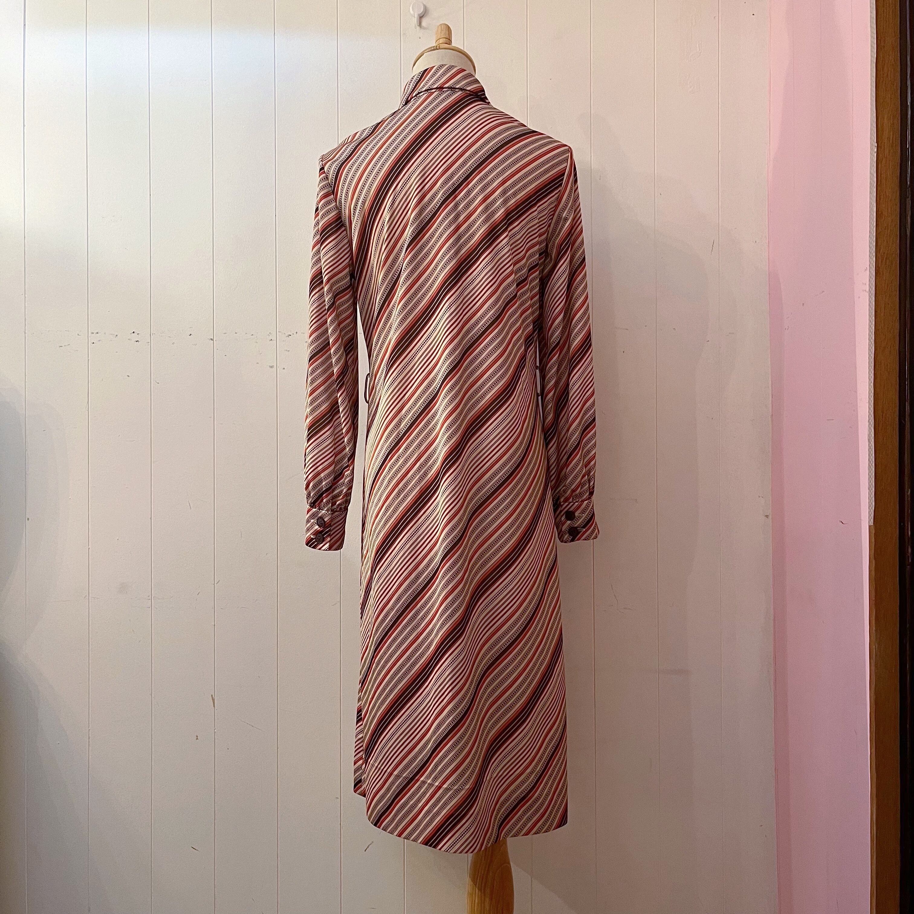 brown orange stripe one-piece