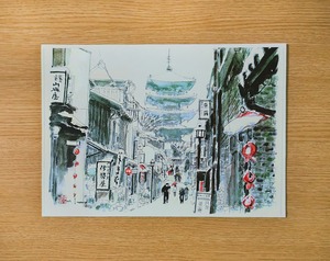 A4サイズ「京都  雪と八坂の塔」　京の水彩画工房