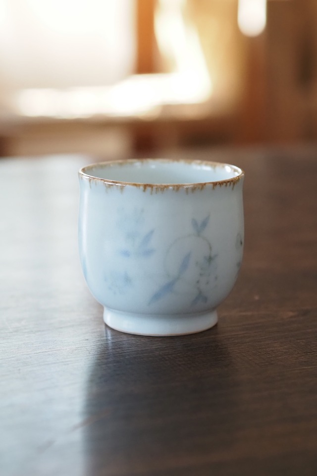 薄青更紗紋丸湯呑　村山朋子