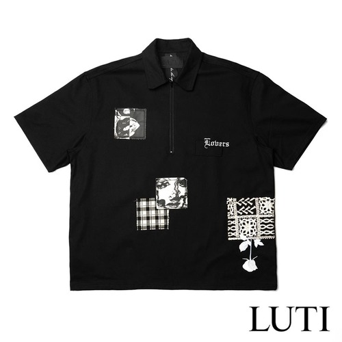 【LUTI/ルーティー】LOVERS WORK SHIRT 半袖シャツ / BLACK / 004-13199