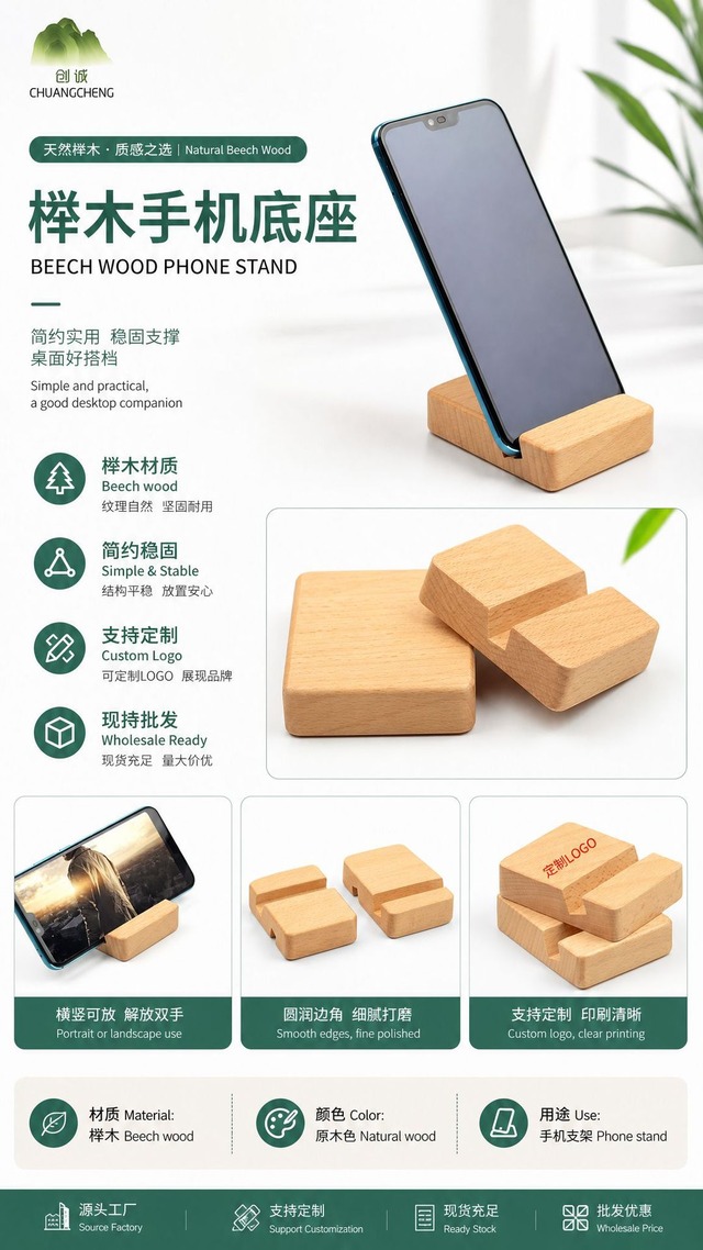 創誠製 ケヤキ携帯電話スタンド