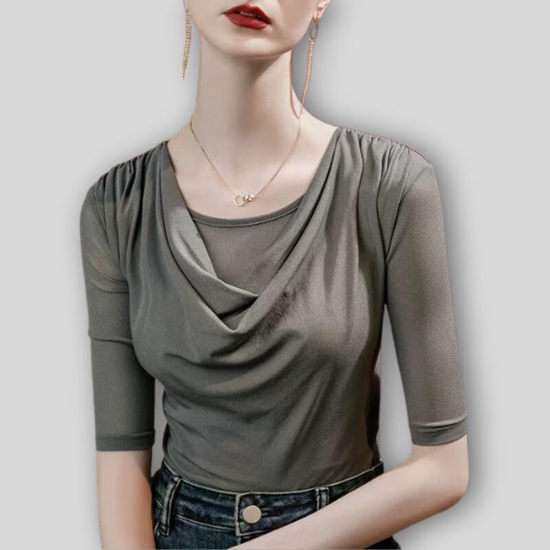 カシュクール ドレープ シアーレイヤード ダンストップス 5col D00591