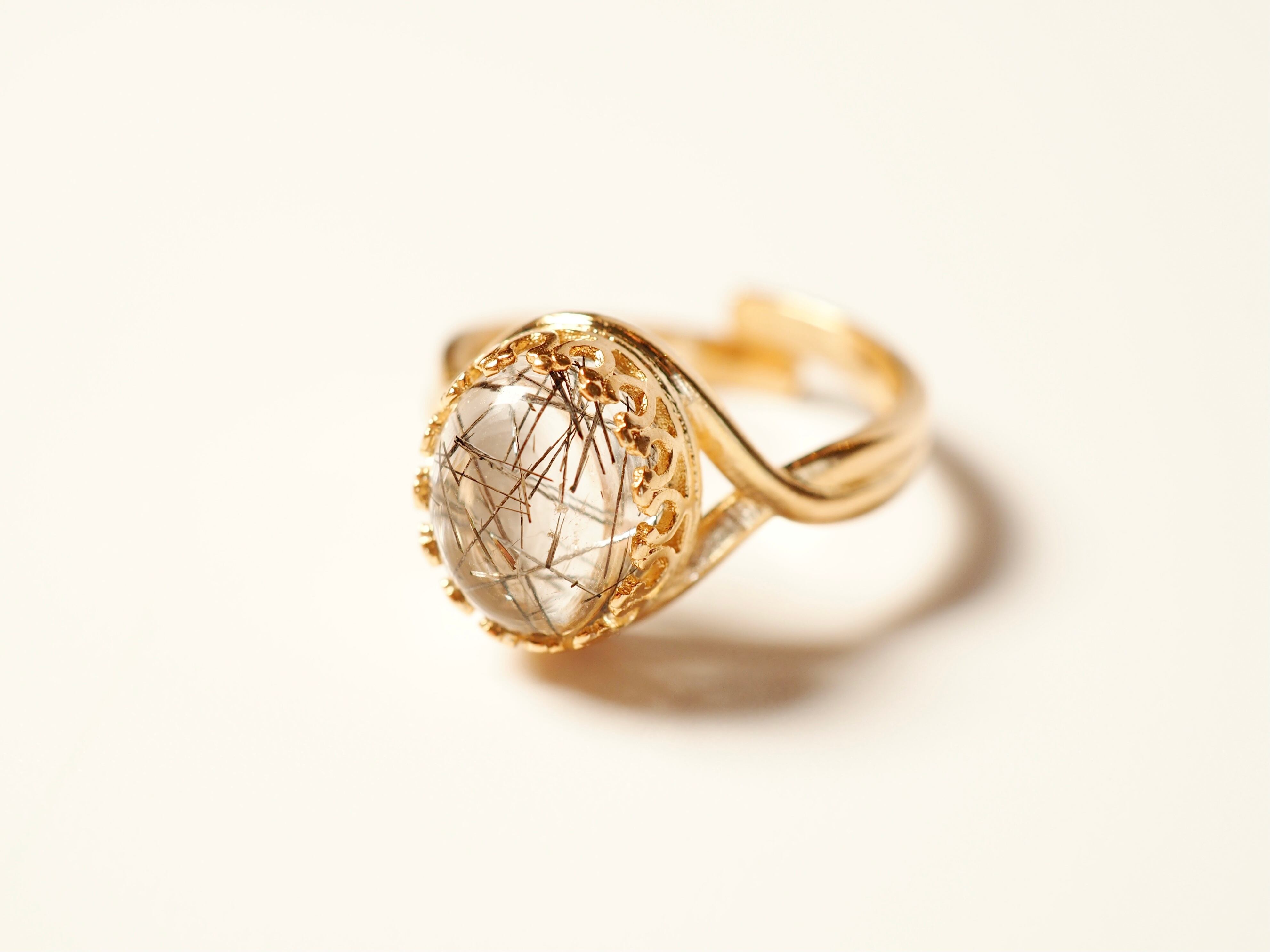 【トルマリンインクォーツ】ヴェルメイユリングM