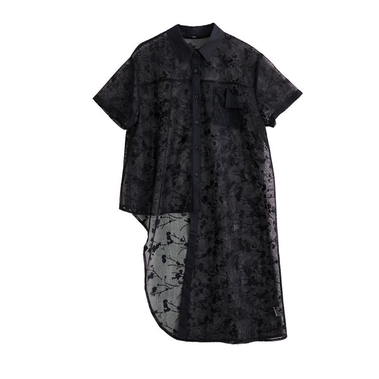 アシンメトリーヘム シアー シャツ  30196