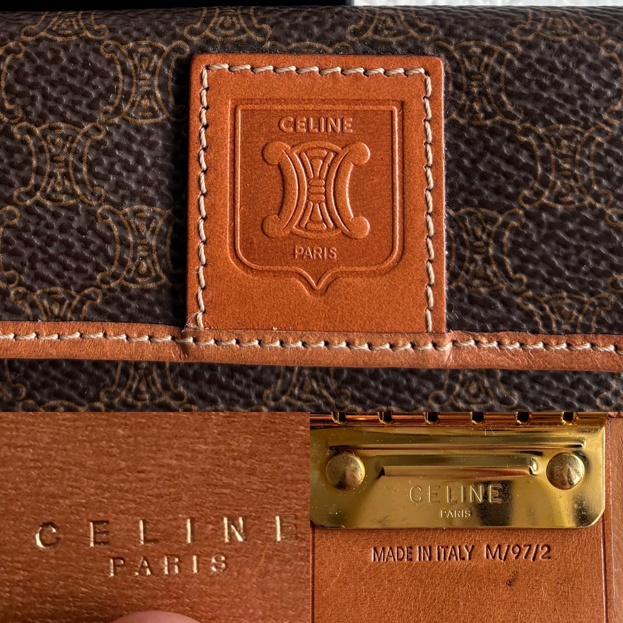 美品】 CELINE セリーヌ キーケース 型押し カーフスキン ロゴ刻印