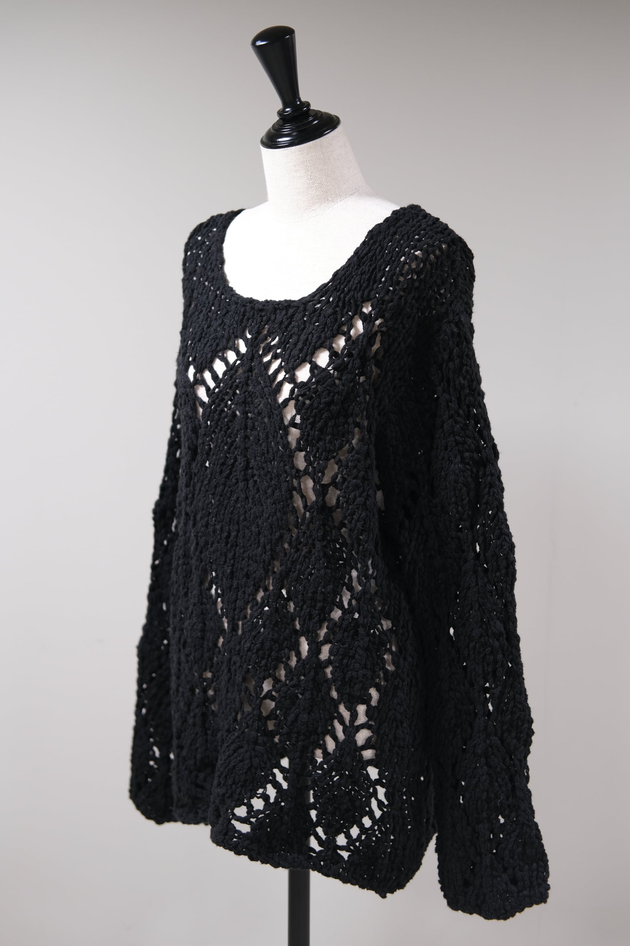 トップス OPEN yY COTTON ARGYLE POINTELLE PULLOVER OPEN YY】COTTOM ARGYLE POINTELLE PULLOVER - black - | loop
