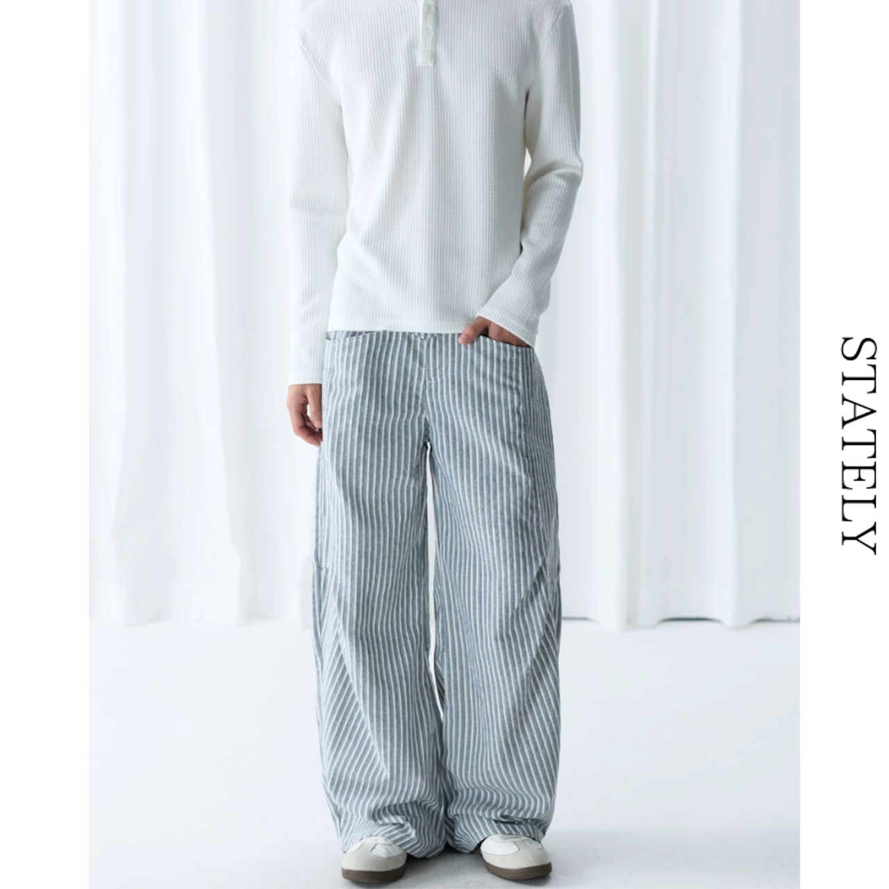 Stripe Linen ワイドパンツ_B223・画像2