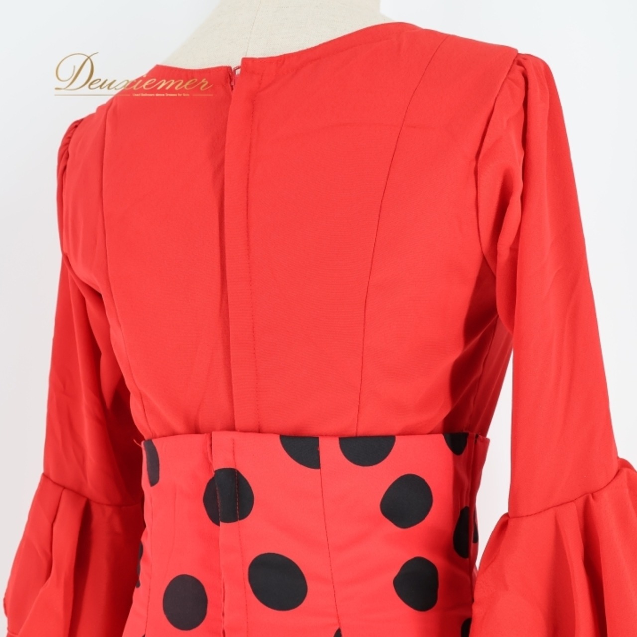 フラメンコ 衣装 マキコスチューム MAKIS COSTUMES トップス ファルダ ツーピース セットアップ 赤 黒 ブラック系 レッド系 水玉 ドット フリル ボランテ レース ボウタイ フリルスカート セットアップコスチューム ダンス衣装 ステージ衣装 ファッション ポップデザイン おしゃれ レディース かわいい フェス フラメンコ衣装