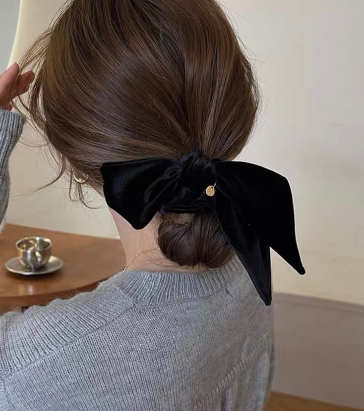 ◆予約◆ベロアリボンヘアゴム(ネコポス対応)(ご注文から1-2週間程でお届け)