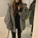 千鳥柄　オーバーサイズ　フード　ジャケット　コート