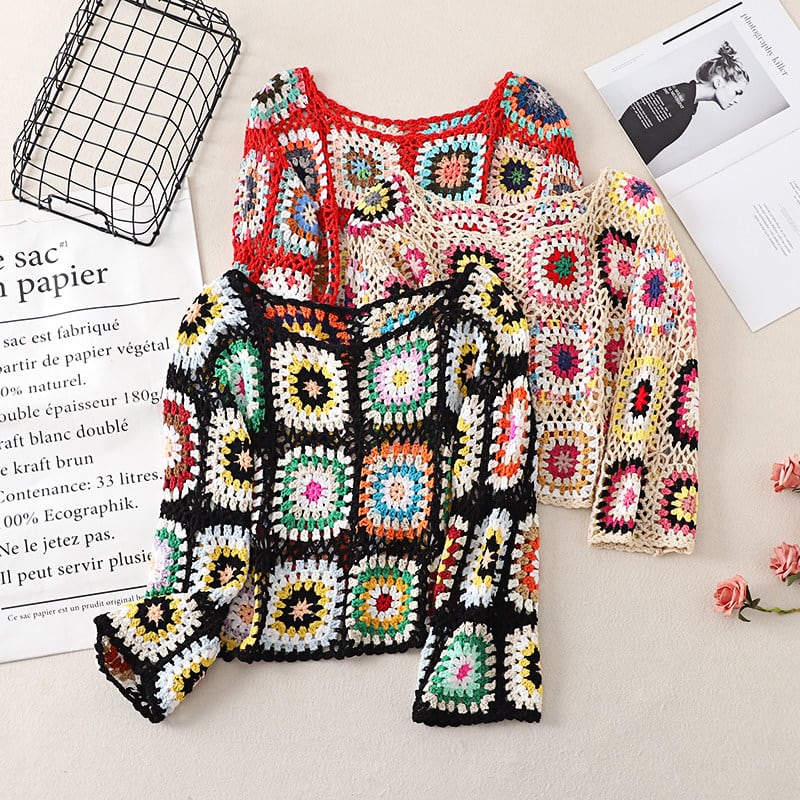 Crochet Granny Square Cropped Top S0211