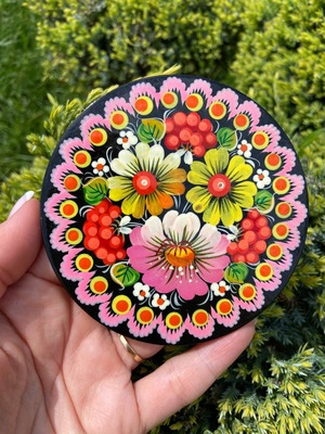 ペトリキフカ塗り　木製マグネット 　インテリア　フラワー　花（Khomenko製作）