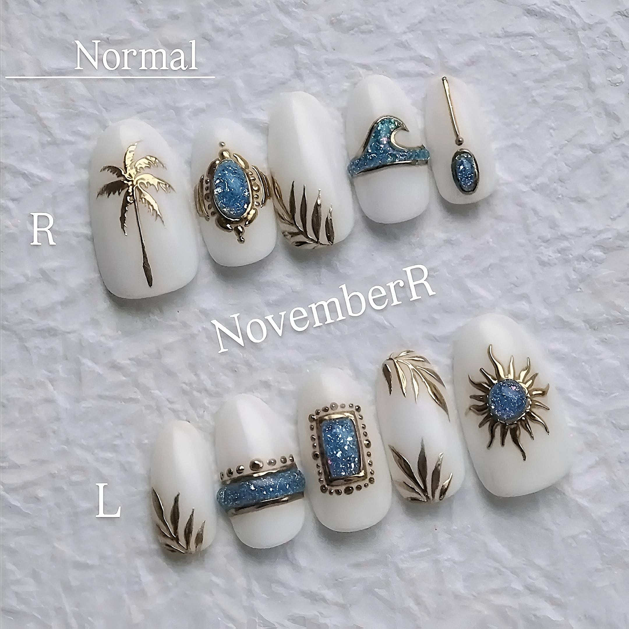 R ネイルチップ LA888☆フラッシュジェル×ビーチスタイルネイルチップ | NovemberR