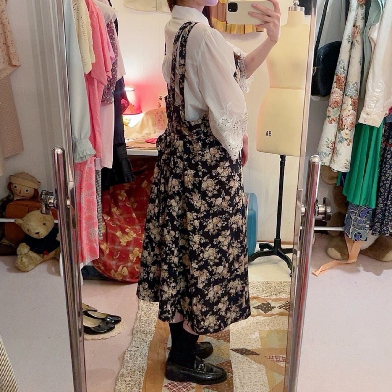 rose double ribbon jumper skirt