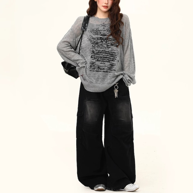 cassic lettering mesh knit　クラシックレタリングメッシュニット　J2136