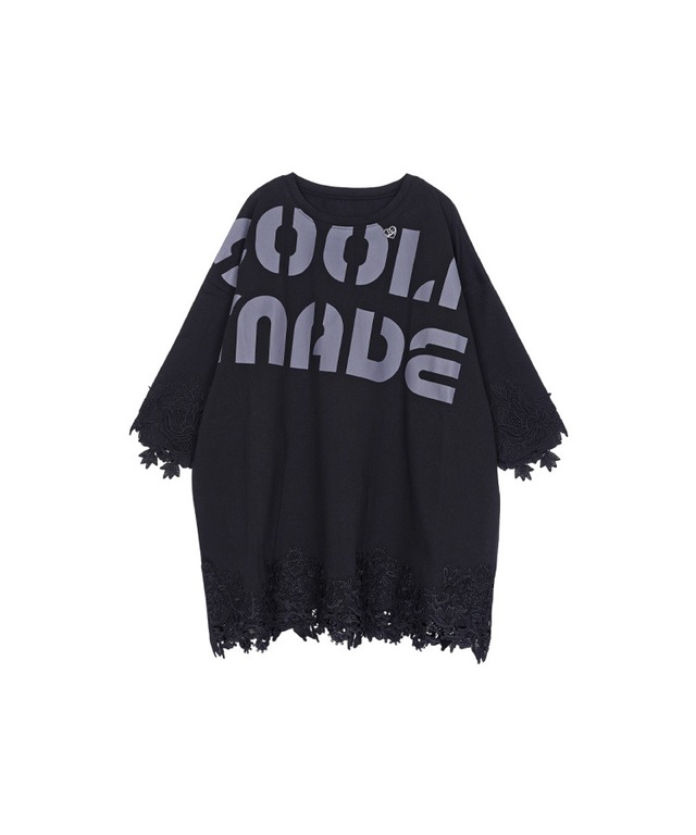 コネクテッドレースルーズTシャツ (BLACK)　CQ-48023