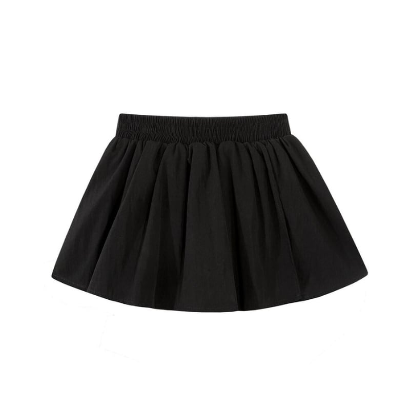 elastic waist gathered flared skirt m0457