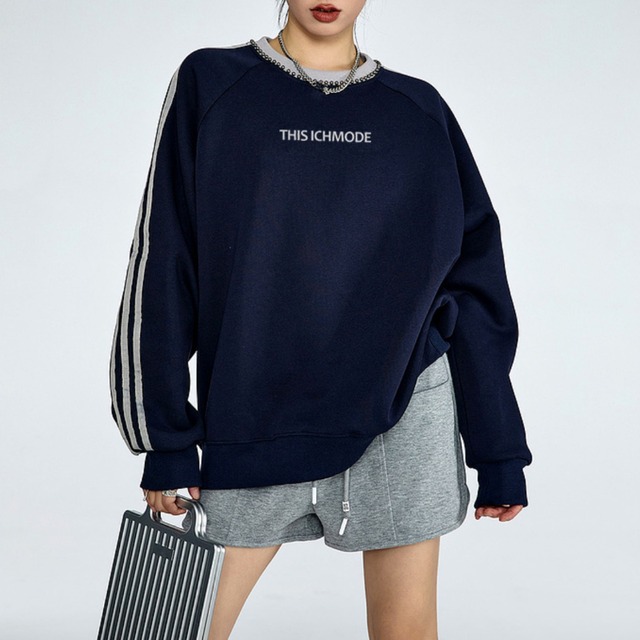 V-neck logo denim sweatshirt　Vネックロゴデニムスウェットシャツ　J1261