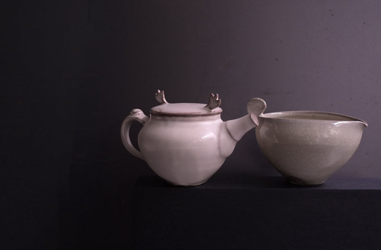 荒賀文成 粉引後手急須