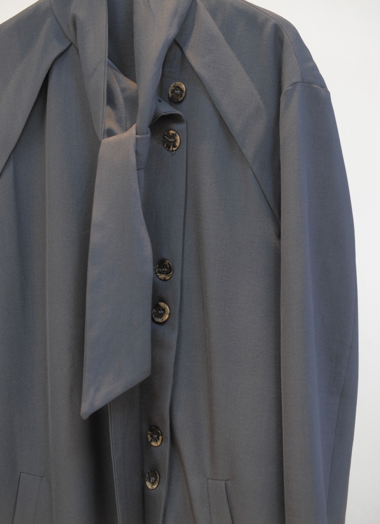 Scarf Arrange 2B Coat / CHARCOAL - 3