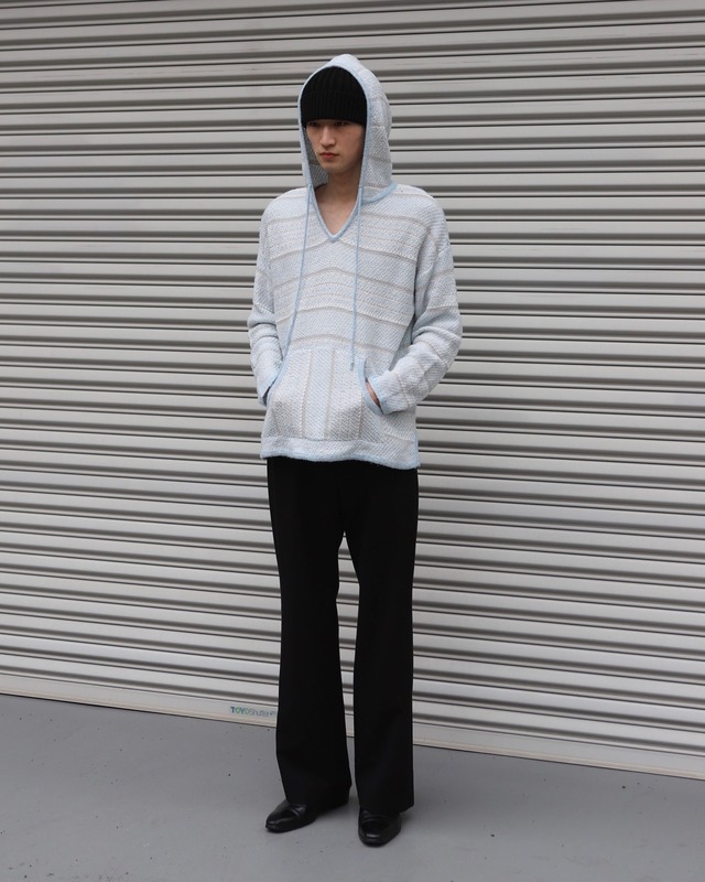 pile fabric border hoodie