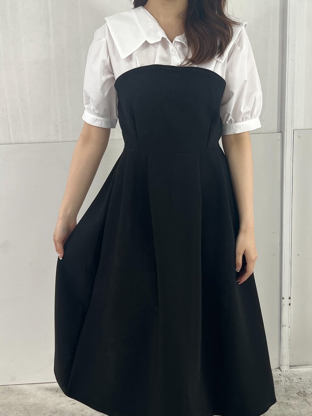 Monotone Shirt Layered Dress