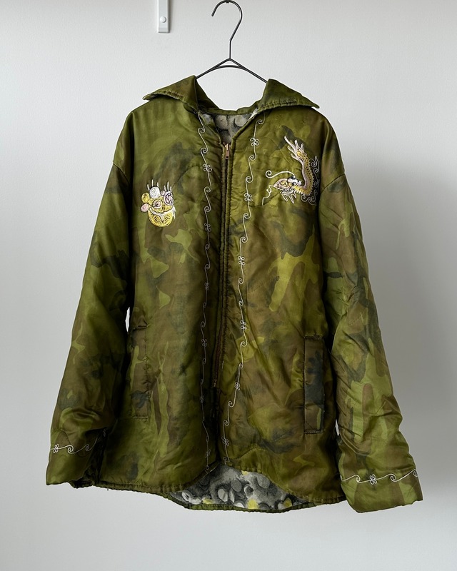 -Military- Vintage 70s VIETNAM Souvenir Jacket