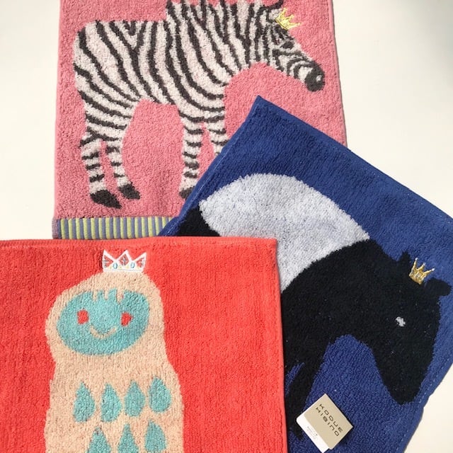 ひびのこづえ ハンカチ KINGシリーズ ミニタオル バク、シマウマ、パンダ、ヒツジ