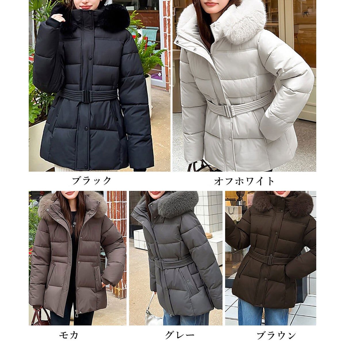 ダウンジャケット 中綿 フード付き レディース 秋冬 防寒 保温 防風 韓国 きれいめ 大人 シンプル ゆったり 暖かい アウター エコダウン ウエストマーク 体型カバー 大人可愛い 大人女子